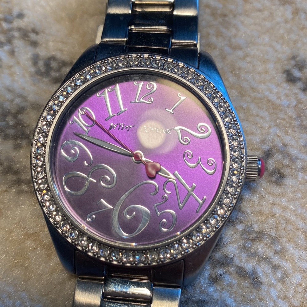 Betsey Johnson Silver and Purple Watch - Picture 3 of 3